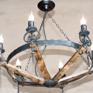 Wrought iron chandelier lights Rustic chandelier Chandelier lighting Ceiling lights Iron chandelier Wood chandelier image 5