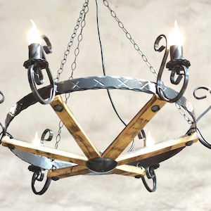 Wrought iron chandelier lights, Rustic ceiling light, Six light fixture