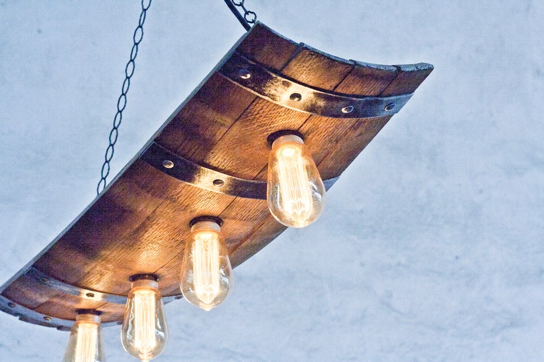 Barrel Ceiling Light Rustic Chandelier Wood Pendant Lights Etsy