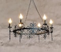 Gothic Wrought Iron Chandelier: Black Metal Ceiling Light Fixture