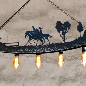 Rustic Five lights Fixture - Rustic Ceiling Lights - Custom Lighting - Horse ride