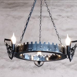 Chandelier lighting - Ancient Medieval Style Iron Chandelier - Three lights chandelier - Ceiling lights - Rustic lighting