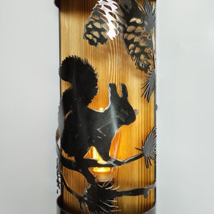 Rustic wall light - Squirrel - Cabin sconce - Log House Lighting - Lodge Lights - Pine cones