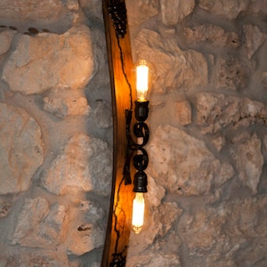 Wall light. Rustic sconce lamp. lantern vintage light retro fixture,recycled materials authentic wine barrel
