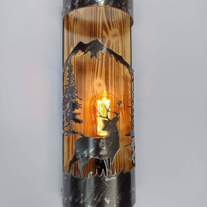 Rustieke wandlamp - Whitetail hert - Cabinelamp - Log House Lighting - Lodge Lights