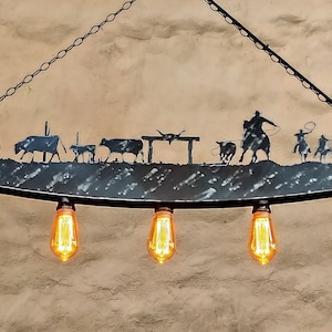 Western Light Fixture - Farm Chandelier - Rustic Ceiling Lights - Rustic Cabin Lighting - Ceiling Lights - Custom Lighting - Cowboys
