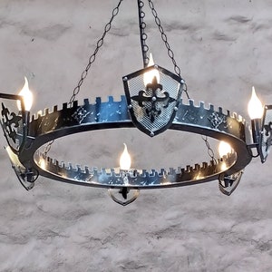 Chandelier ligthing - Medieval Style Iron Chandelier - Six lights chandelier - Ceiling lights - Rustic lighting