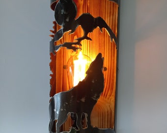 Rustic wall light - Wolf - Cabin sconce