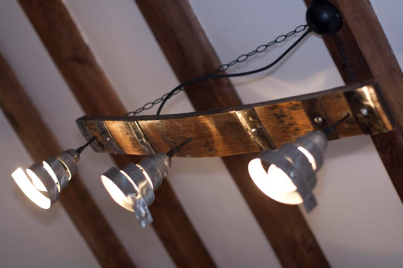 Rustic ceiling light - Pendant light - Barrel lighting - Wine cellar room lights image 5