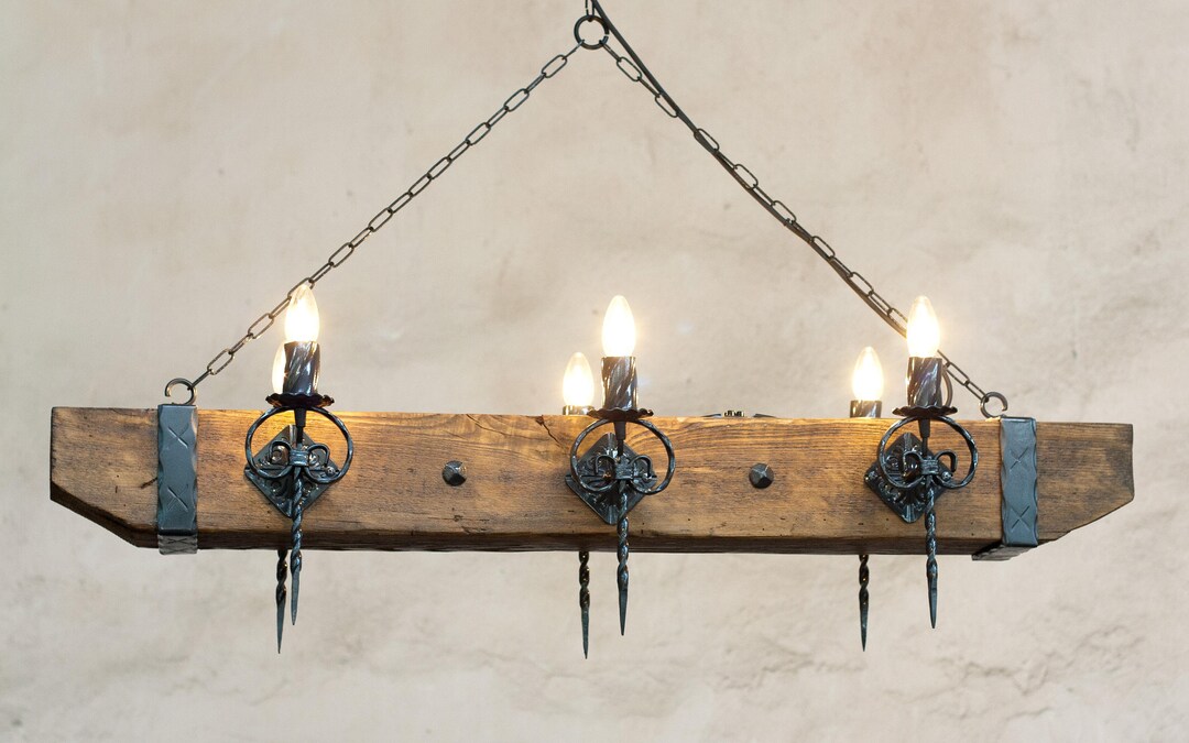 Wood and sales iron pendant light