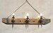Wood beam and wrought iron chandelier - Six light chandelier - Rustic ceiling lights 
