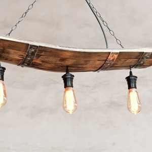 Rustic berrel ceiling lights. Rustic pendant light for 3 lights. 画像 5