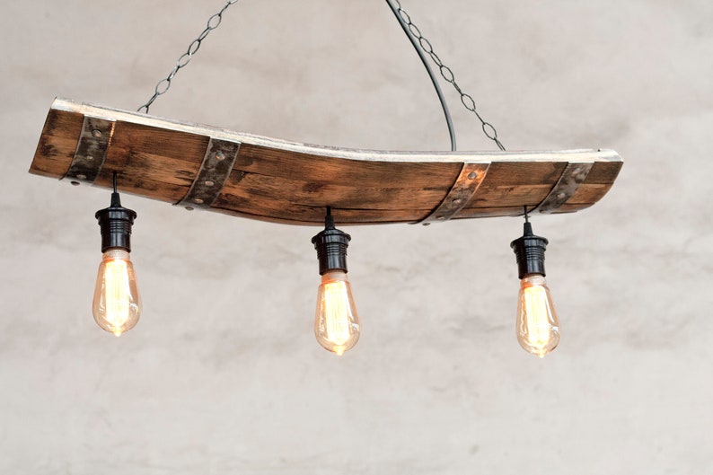 Rustic berrel ceiling lights. Rustic pendant light for 3 lights. 画像 5