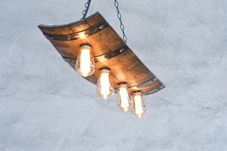 Barrel Ceiling Light Rustic Chandelier Wood Pendant Lights Etsy