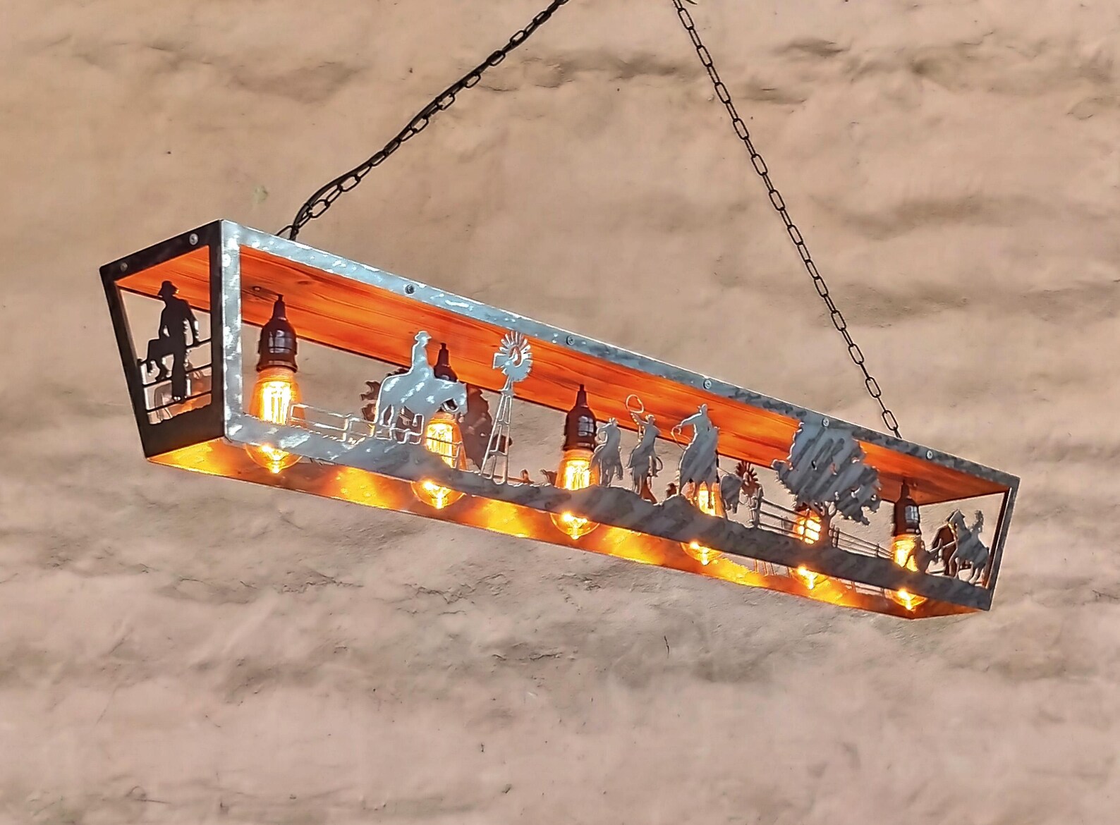 Rustic Pendant Light Fixture Western Themed Farmhouse Chandelier 