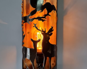 Aplique de pared rústico - Buck and Doe - Aplique de cabaña - Iluminación de casa de troncos - Luces de cabaña