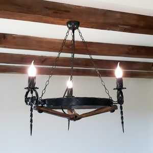 Wrought iron chandelier lights - Rustic ceiling light fixture - Mediterranian style