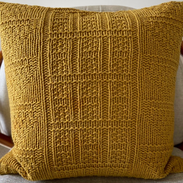 Geometric Sweater Knit Repurposed Cushion Cover 20 x 20 - Goldenrod