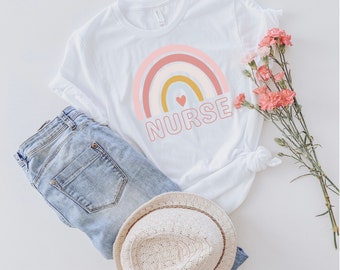 Nurse Rainbow Nurse Shirt Unisex Jersey Short Sleeve Tee