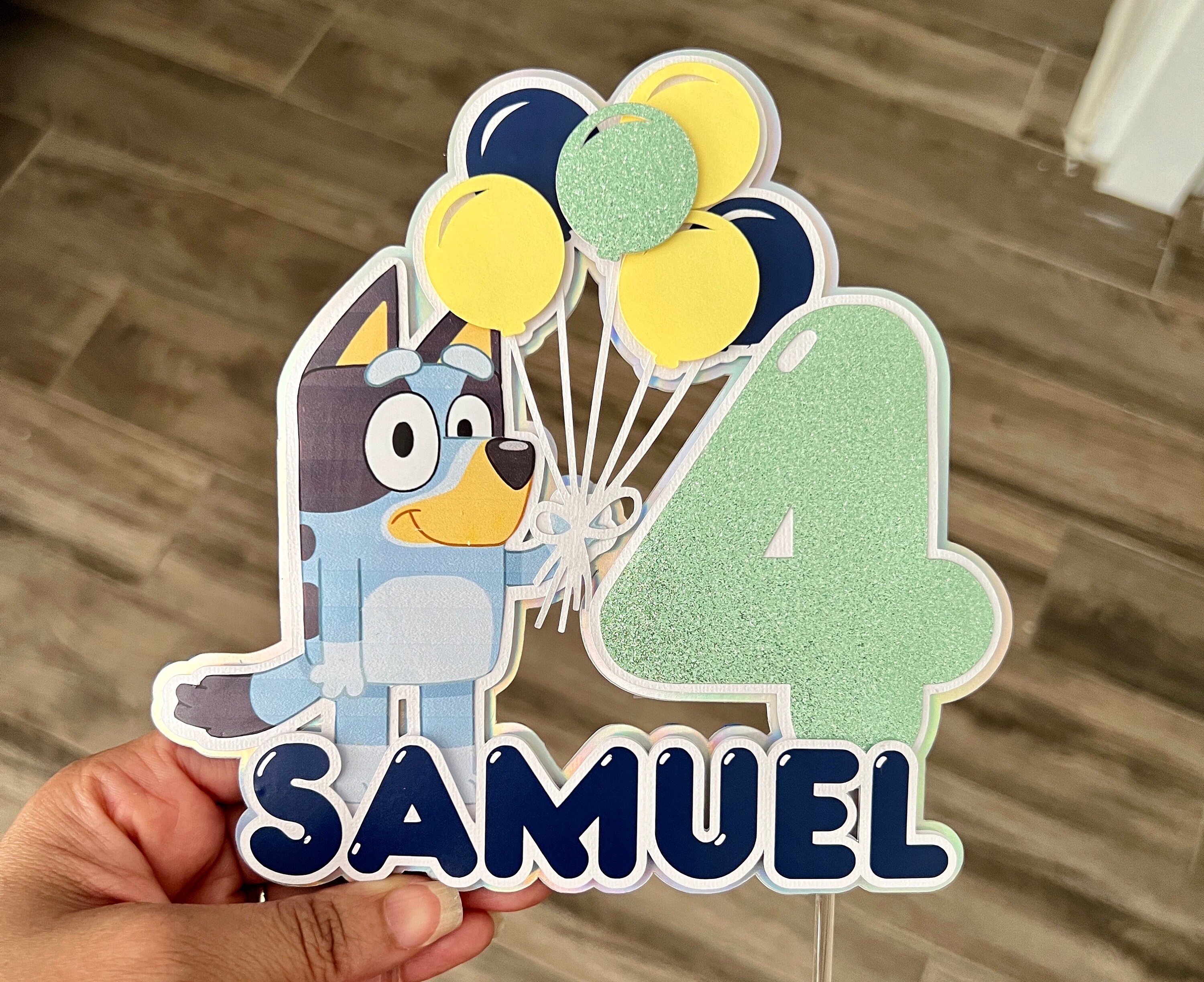 Personalized Bluey Inspired Cake Topper