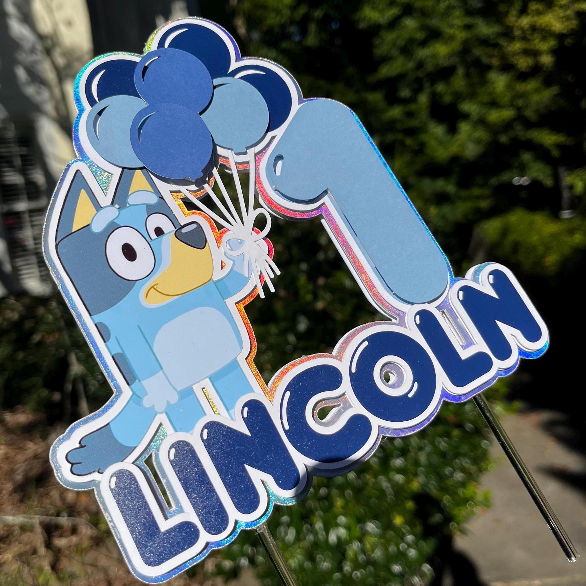 Personalized Bluey Inspired Cake Topper