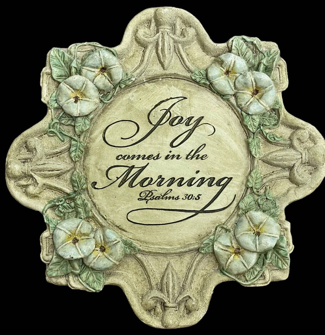 Plaster Ceramic Christian Wall Plaque Bible Verse Joy Comes in Etsy