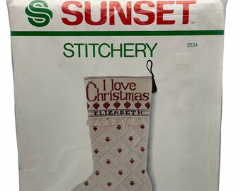 Details about   Vintage 1983 Sunset Stitchery Stocking Kit 2033 American Sampler Stocking 18" 