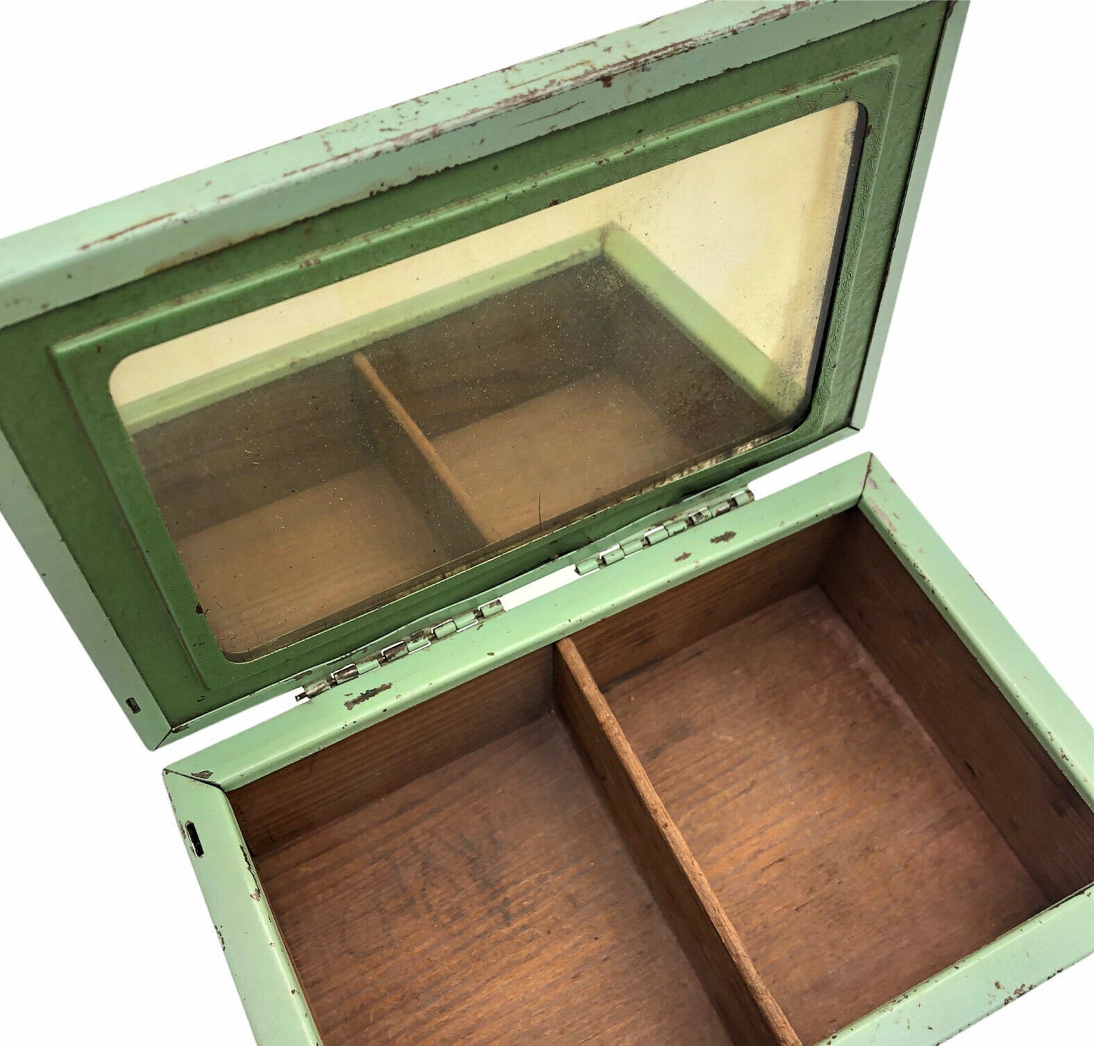 Vintage Tin Covered Wooden Hinged Box Artwork Lid Inside Etsy