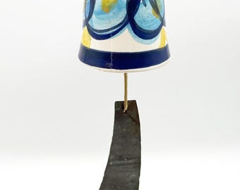 Vintage Pacific Stoneware USA Wind Chime Bell Ceramic Pottery Blue Windchime