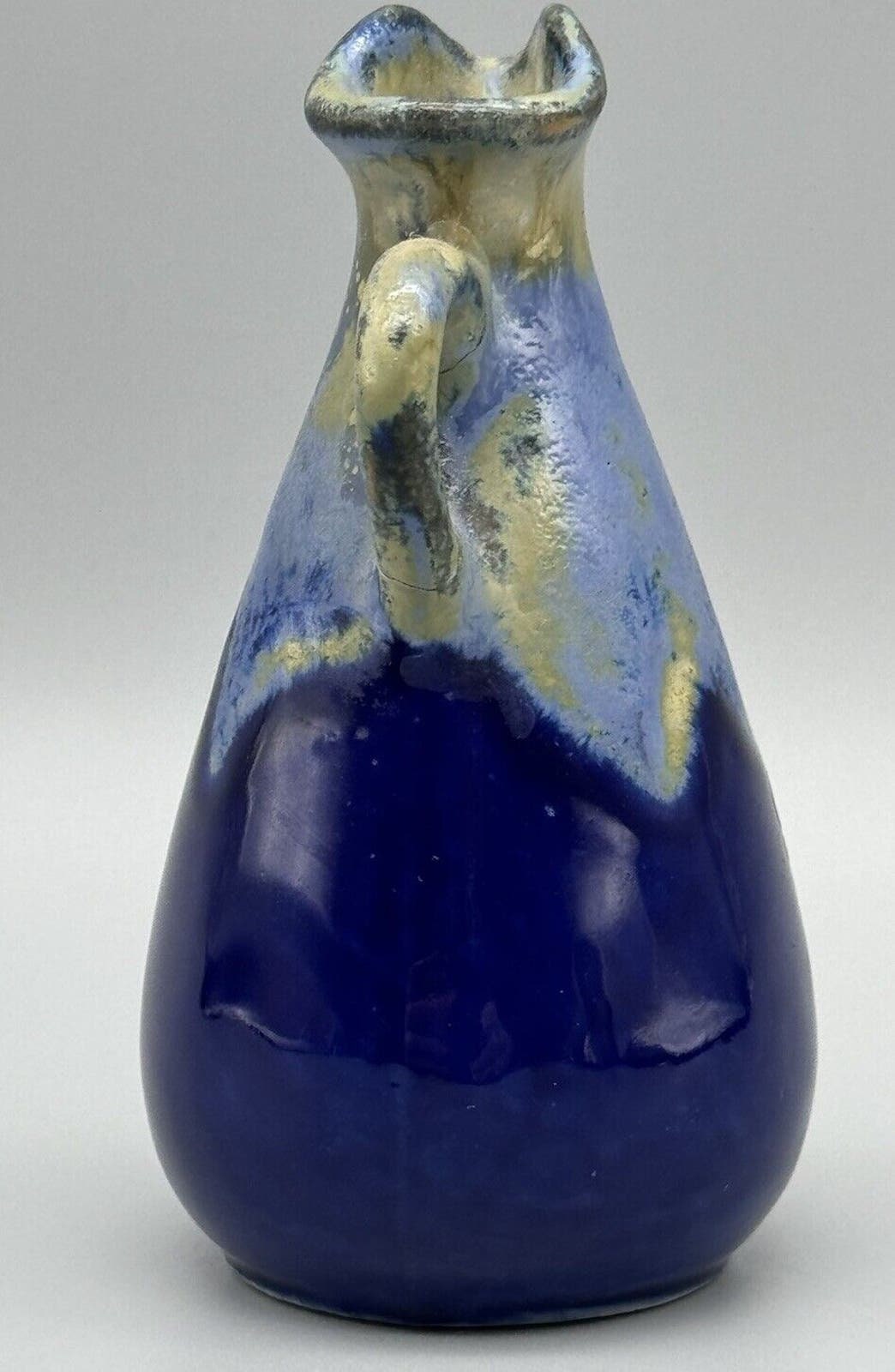Vintage Miniature Drip Glaze Pottery Pitcher Vase Blue 4" Signed Jug ...