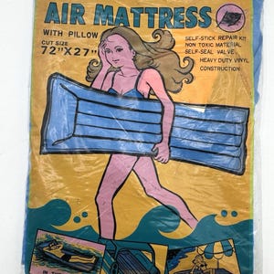 Vintage Inflatable Air Mattress Pool Float 72" x 27" Blue Inflatable New NIP