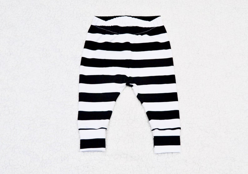 black and white striped baby leggings
