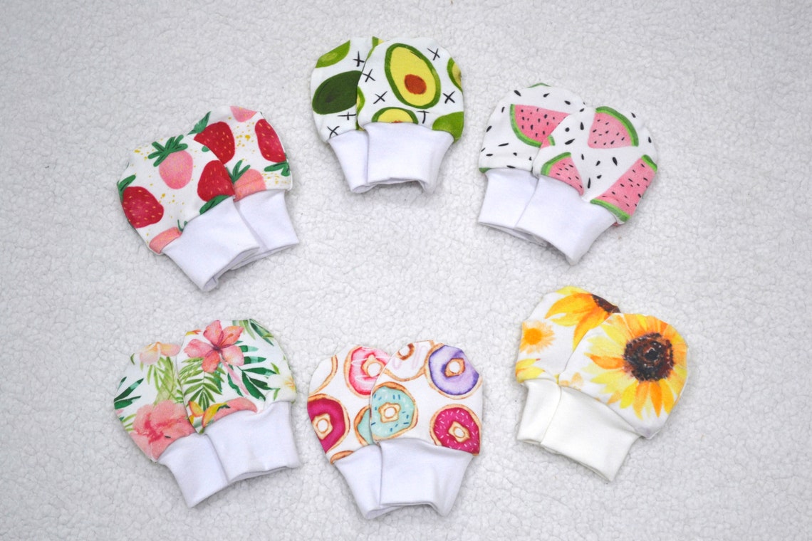 Baby Girl No Scratch Mittens Fruit Mittens Floral Mittens Etsy