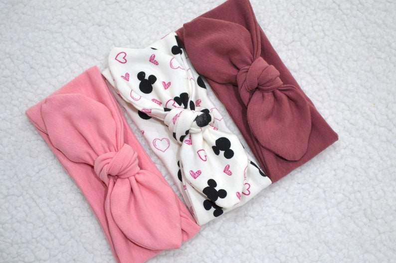Baby Shower Gift Newborn Set Top Knot Headband Beanie Hat Set Disney Set Baby Girl Set Minnie Mouse Set