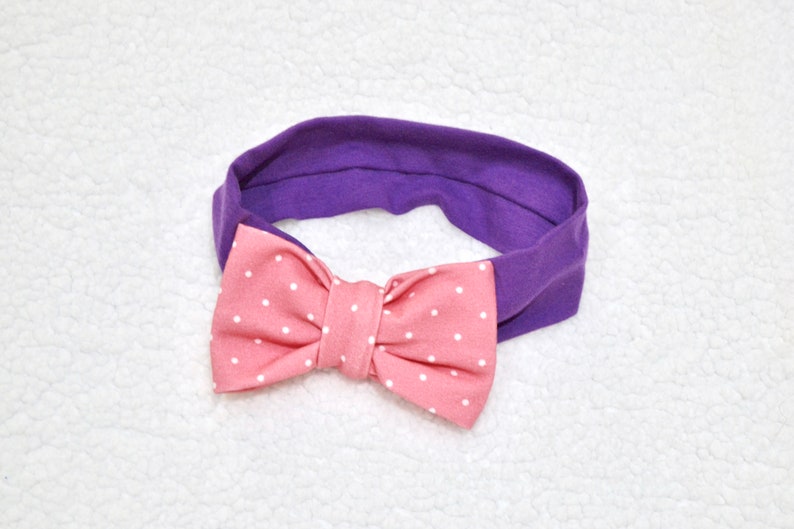 Baby Gift Girl Headband with a Bow,Purple headbandSalmon White Polka Dot bow toddler headband soft