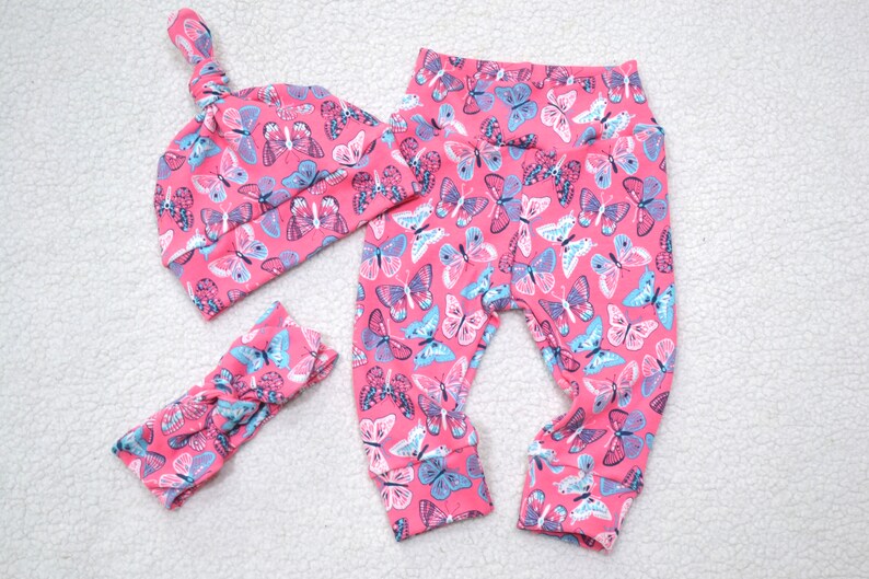 Newborn Baby Girl Clothes Baby Gift Butterfly LeggingsHatHeadband Baby Shower Gift Butterfly Leggings
