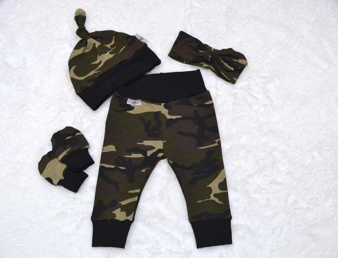 Baby Boy/girl Outfit Green Brown Camo Baby Outfit Soft Etsy