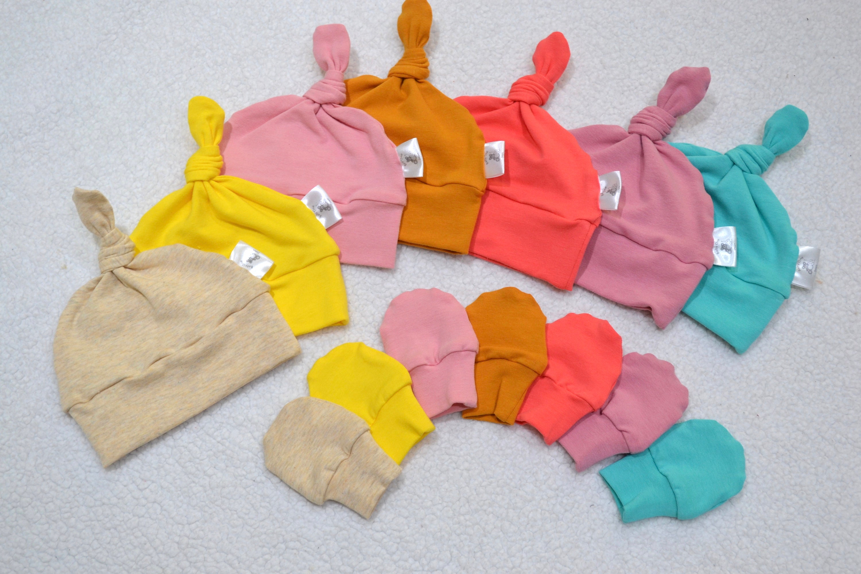 Baby Girl Knot Hat/Mittens Solid Hat/Mittens Set Baby Hat Etsy