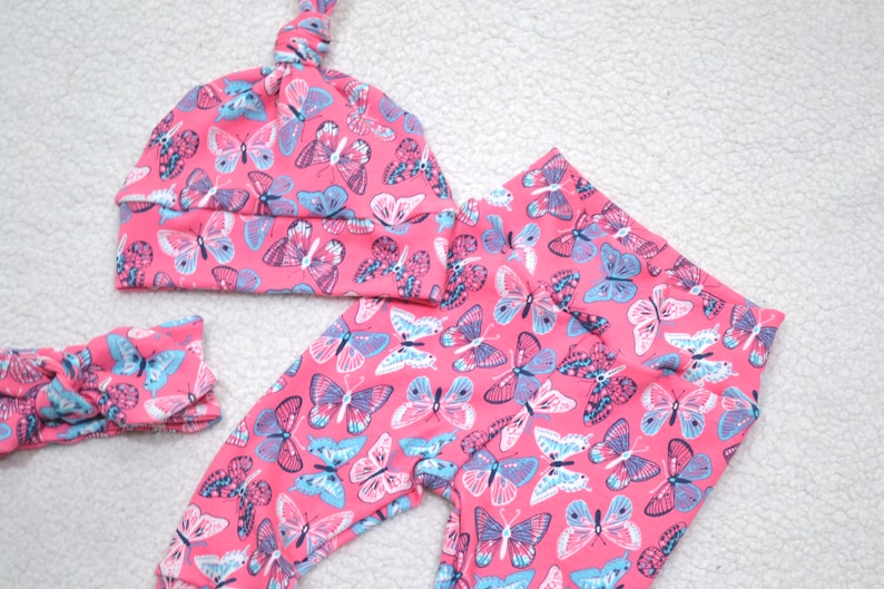 Newborn Baby Girl Clothes Baby Gift Butterfly LeggingsHatHeadband Baby Shower Gift Butterfly Leggings