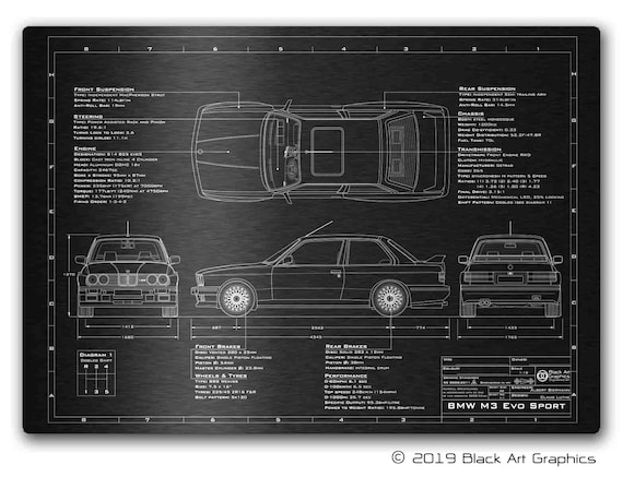 BMW M3 E30 Personalised Engraved Aluminium Blueprint - Etsy