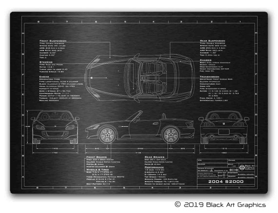 Honda S2000 Personalised Engraved Aluminium Blueprint Etsy