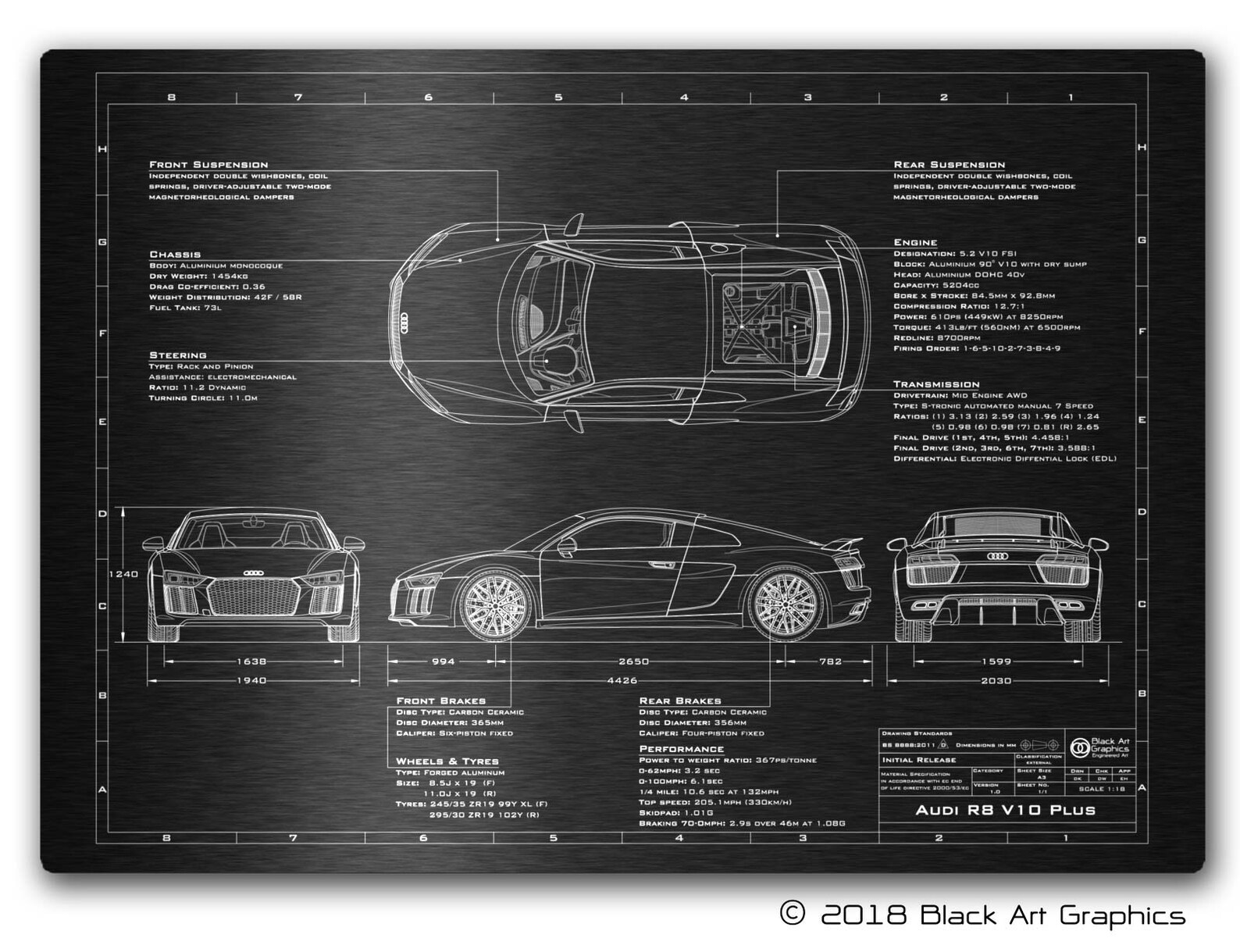 Audi R8 Personalised Blueprint Plaque Perfect Fathers Day | Etsy