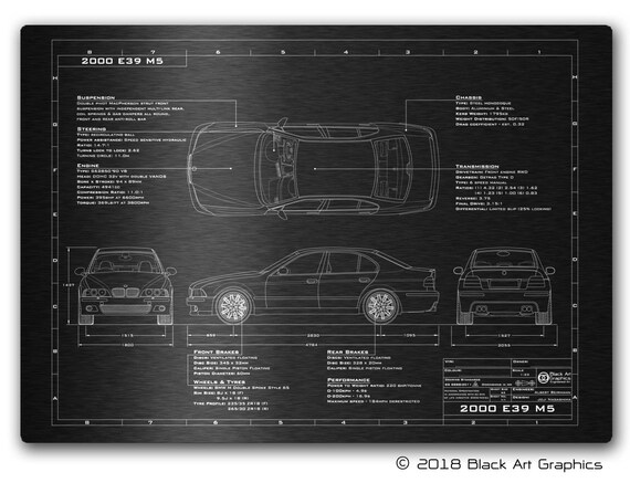 Bmw 9 M5 Personalised Blueprint Plaque Perfect Gift For Etsy
