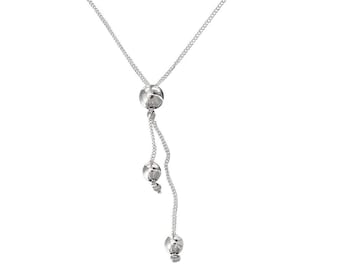 Silver Lariat Necklace with Earrings Gift Set. Geometric shapes Necklace: Star, Heart, Circles, Balls Gift Set includes Necklace & Earrings