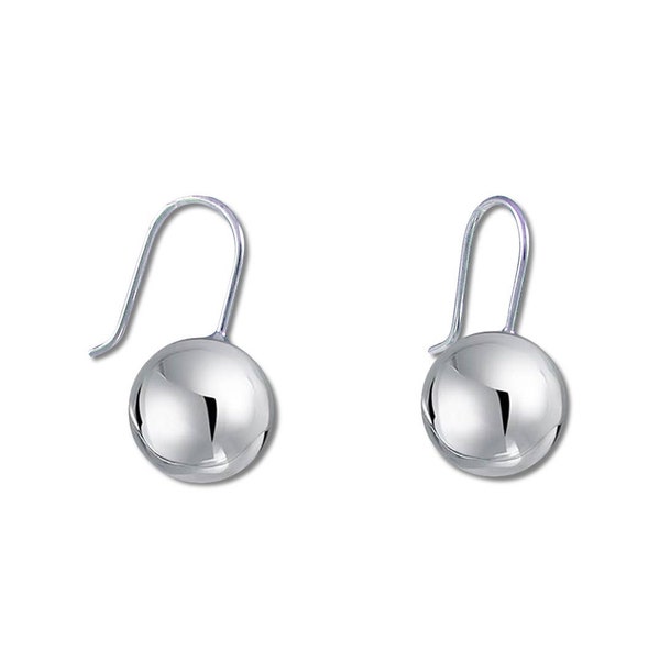 Sterling Silver Drop Ball Earrings - Available in Sizes: 6mm to 20mm