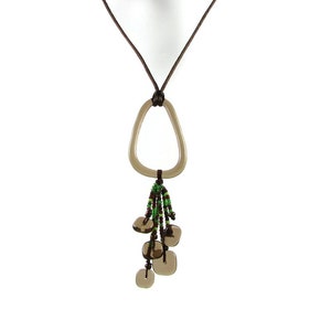 Long, Glass Necklace with Chaquira beads, Geometric Necklace, Versatile, Adjustable, Glass Jewelry, Gifts for her, Tassel Necklace,