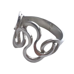 Sterling Silver &quot;Foam&quot; Ring: Modern Wave Design