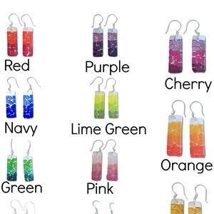 Fused Glass Earrings: Geometric Sterling Silver Dangles