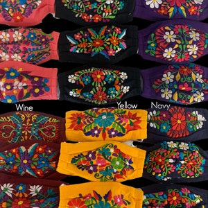 Embroidered Facemask. Washable, 100% Cotton Facemasks. One of a Kind with Floral Embroidery. Re-usable Face Mask, Face Cover.