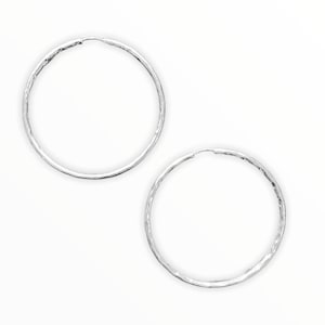 Handmade Sterling Silver Hoop Earrings: Hammered or Twisted, 2 inch